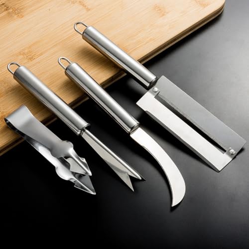 HASTHIP® Silver Pineapple Peeler Remover Tool Set Multipurpose Eye Clip Cutter V Shape Stainless Steel 2 PCS HASTHIP® Silver Pineapple Peeler Remover Tool Set Multipurpose Eye Clip Cutter V Shape Stainless Steel 2 PCS